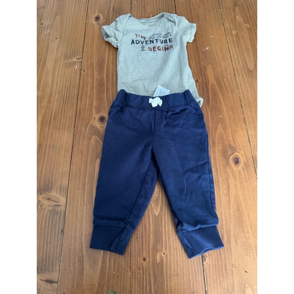 Carters Baby Boys Girls Outfit Set 6m Striped Bodysuit Navy Pants